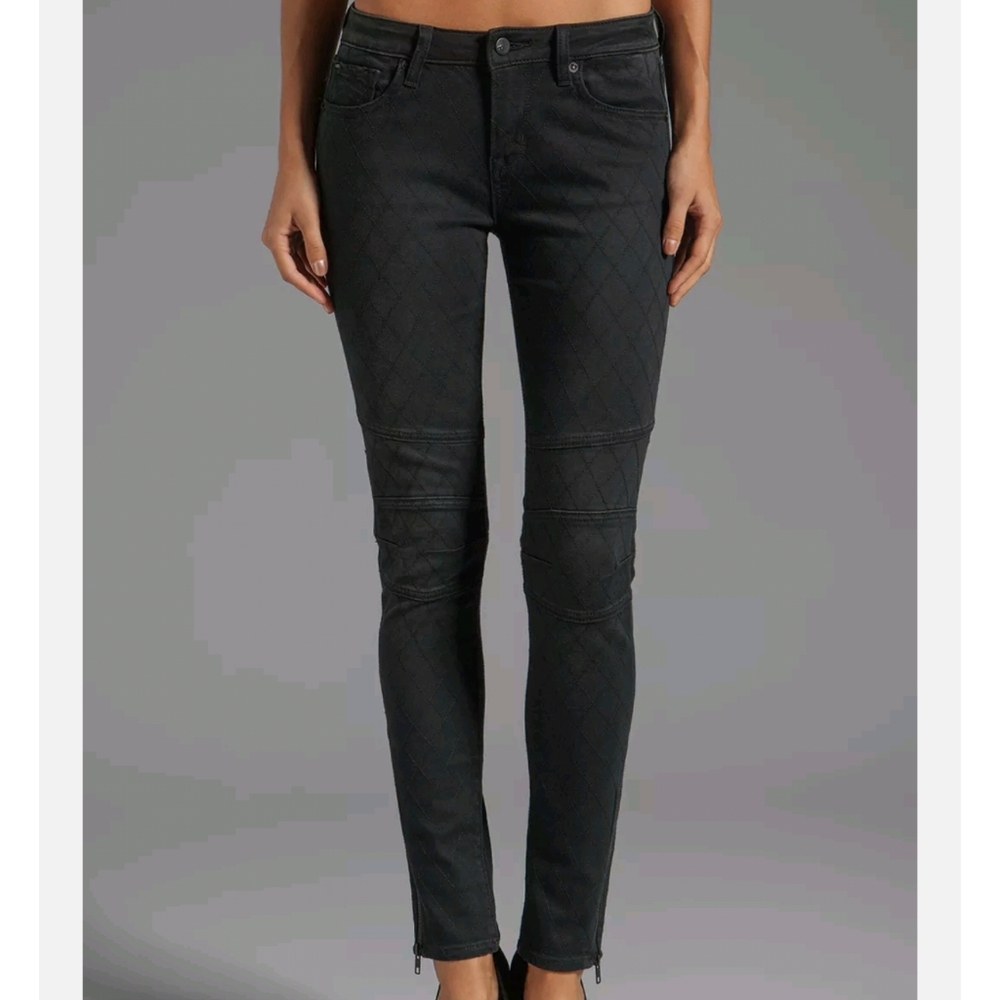 D-ID "NEW YORK" MOTO ZIP SKINNY JEANS VINTAGE BLACK